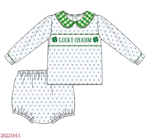 Lucky Charm Smocked Diaper Cover Set