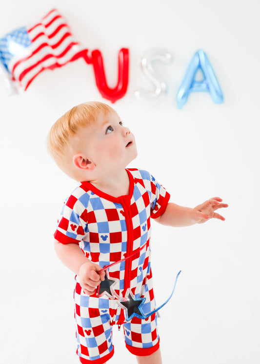 Red, White, and Toodles Shorty Romper