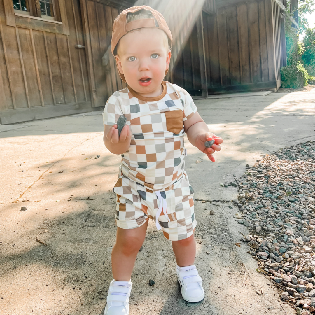 A Bushel and a Check Bamboo Viscose Pocket Tee/Short Set