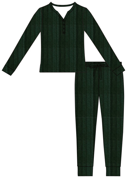 Evergreen Ribbed Bamboo Viscose Women’s Set